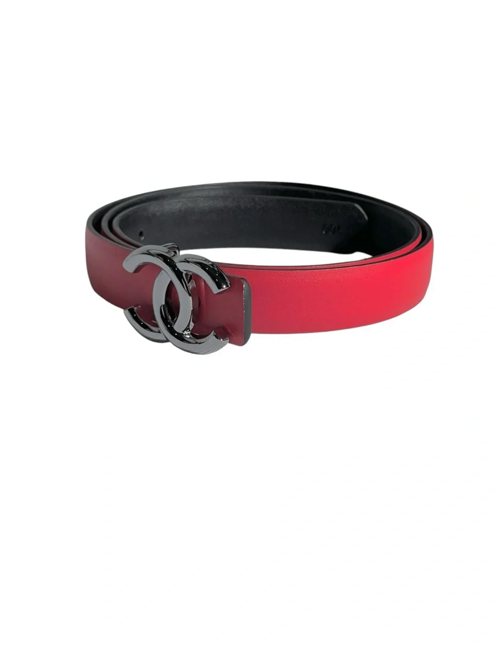 ❤️ Women’s Classic Red leather Belt with — Black/Silver-Tone Buckle ❤️